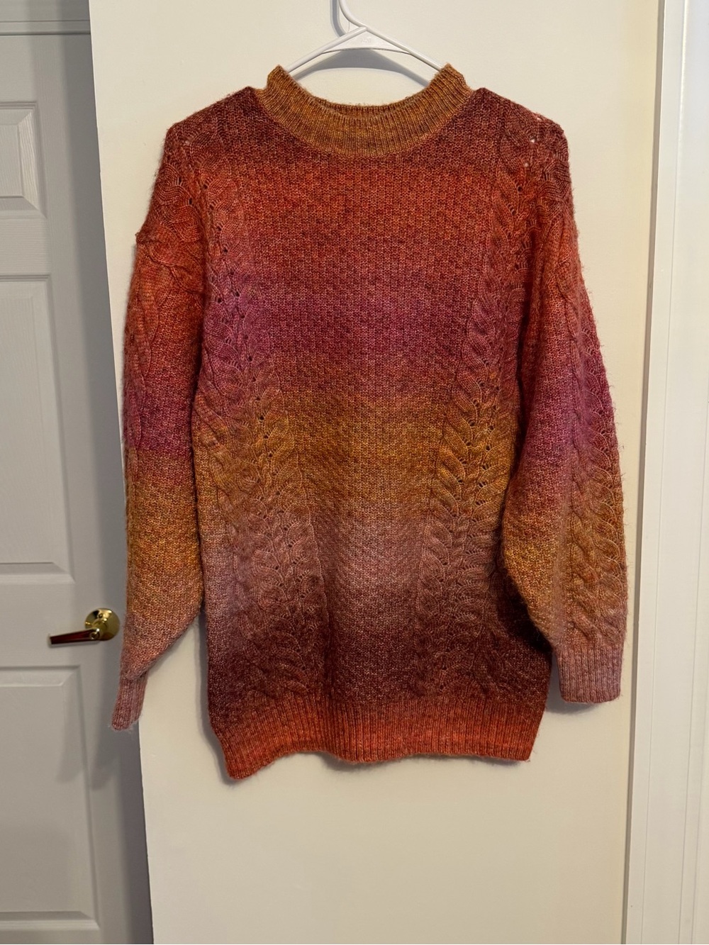 LC Lauren Conrad Gradient Cable Knit Sweater - Pink, Orange & Gold